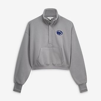 Women's ZooZatz Gray Penn State Nittany Lions Cropped Powerhouse Half-Snap Sweatshirt