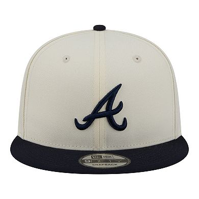 Men's New Era Cream/Navy Atlanta Braves Localized 9FIFTY Snapback Hat