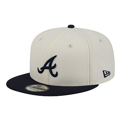 Men's New Era Cream/Navy Atlanta Braves Localized 9FIFTY Snapback Hat
