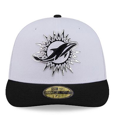 Men's New Era White/Black Miami Dolphins 2026 NFL Draft Pre-Curved 59FIFTY Fitted Hat