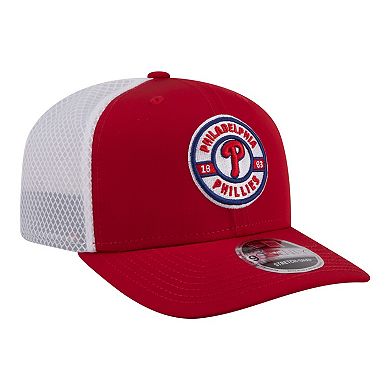 Men's New Era Red Philadelphia Phillies Active 9SEVENTY Adjustable Trucker Hat