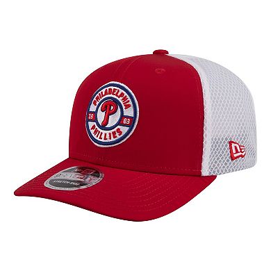 Men's New Era Red Philadelphia Phillies Active 9SEVENTY Adjustable Trucker Hat