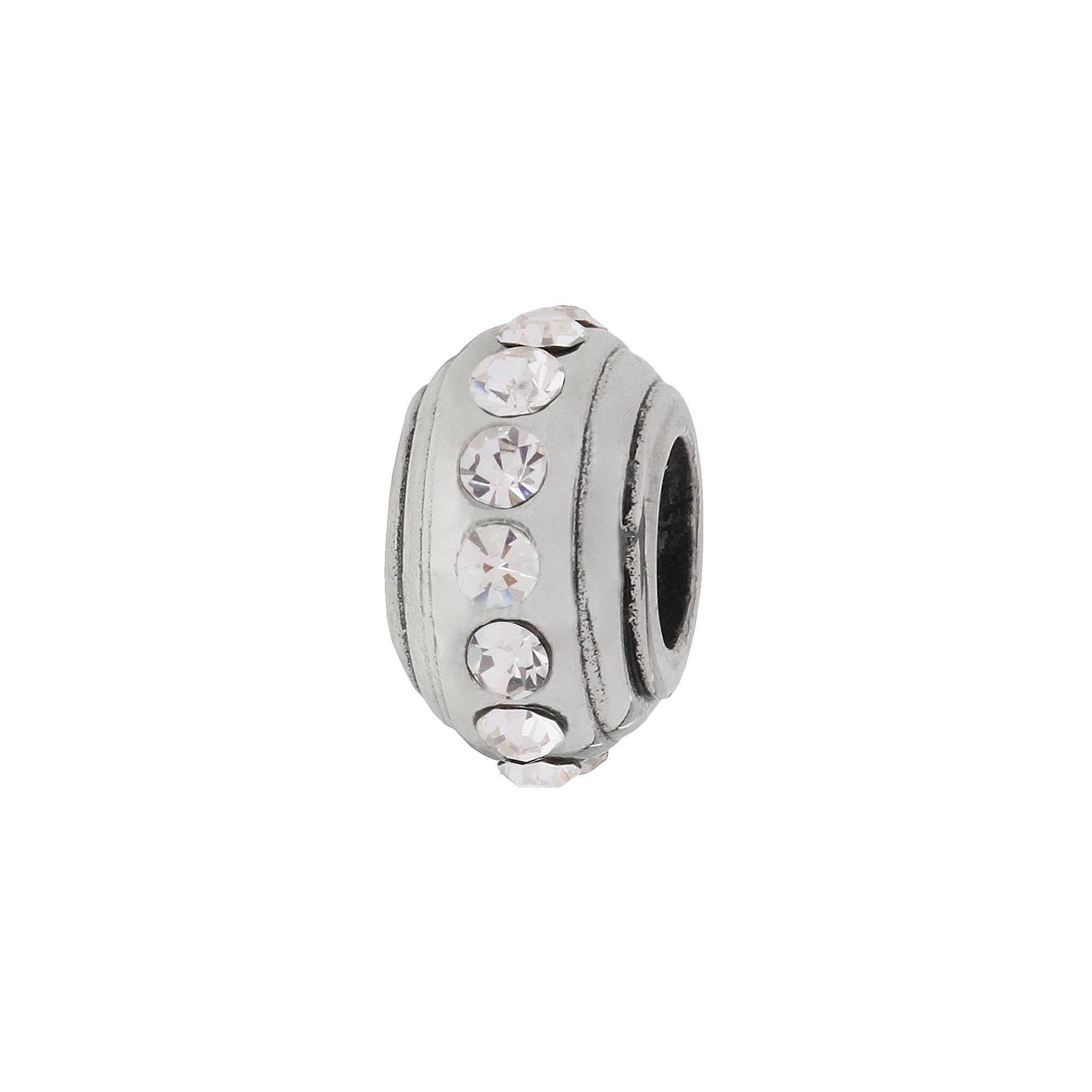 Individuality Beads Sterling Silver Crystal Stopper Bead, Womens, White