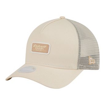Women's New Era Light Beige Detroit Tigers Tonal Patch 9FORTY M-Crown A-Frame Trucker Adjustable Hat