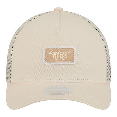 Women's New Era Light Beige Detroit Tigers Tonal Patch 9FORTY M-Crown A-Frame Trucker Adjustable Hat