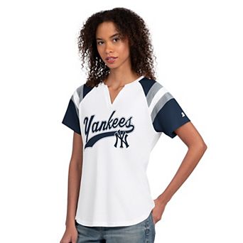 Women's Starter White New York Yankees Game On Notch Neck T-Shirt