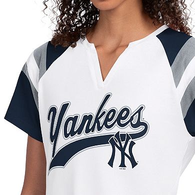 Women's Starter White New York Yankees Game On Notch Neck T-Shirt