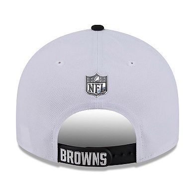 Men's New Era White/Black Cleveland Browns 2026 NFL Draft Pre-Curved 9FIFTY Snapback Hat
