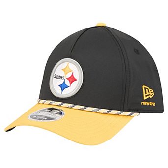 Men's Black/Gold Pittsburgh Steelers Rope M-Crown A-Frame 39THIRTY Flex Hat