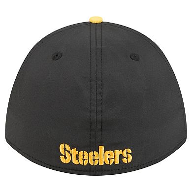 Men's Black/Gold Pittsburgh Steelers Rope M-Crown A-Frame 39THIRTY Flex Hat