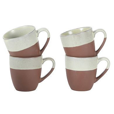 Gibson Elite William Crest 4 Piece Coffee Mug Set 15oz Stoneware Cups Reactive Glaze Finish
