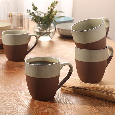 Gibson Elite William Crest 4 Piece Coffee Mug Set 15oz Stoneware Cups Reactive Glaze Finish