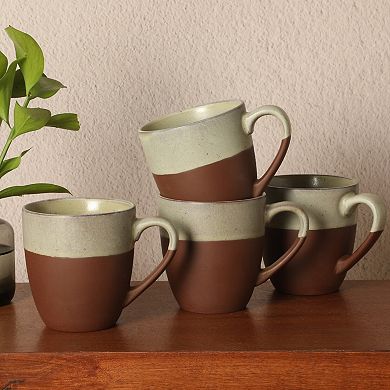 Gibson Elite William Crest 4 Piece Coffee Mug Set 15oz Stoneware Cups Reactive Glaze Finish