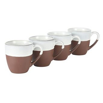 Gibson Elite William Crest 4 pc Coffee Mug Set 15oz Stoneware Cups Reactive Glaze Finish