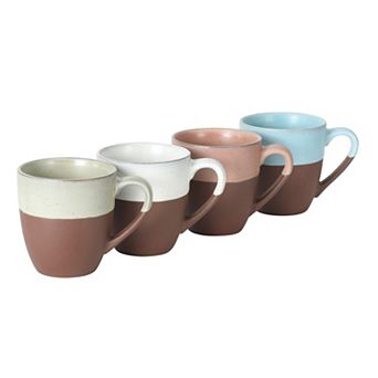 Gibson Elite William Crest 4 pc Coffee Mug Set 15oz Stoneware Cups Reactive Glaze Finish