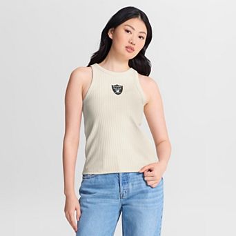 Women's Fanatics Cream Las Vegas Raiders Star Play Tri-Blend Ribbed Tank Top
