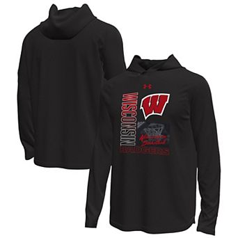 Men's Under Armour Black Wisconsin Badgers Unity Shooting Long Sleeve Hooded T-Shirt