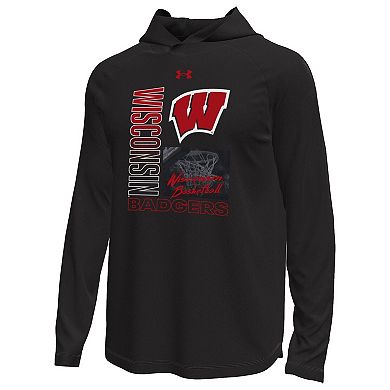 Men's Under Armour Black Wisconsin Badgers Unity Shooting Long Sleeve Hooded T-Shirt