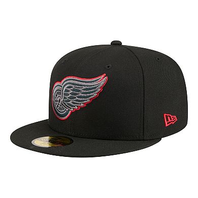 Men's New Era Black Detroit Red Wings Color Pop 59FIFTY Fitted Hat