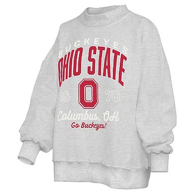 Women's Pressbox Heather Gray Ohio State Buckeyes Reversible Sweatshirt