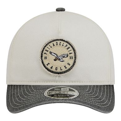 Men's New Era White/Black Philadelphia Eagles 9FORTY Felt A-Frame Adjustable Hat