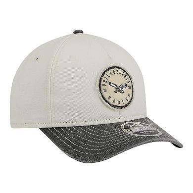 Men's New Era White/Black Philadelphia Eagles 9FORTY Felt A-Frame Adjustable Hat