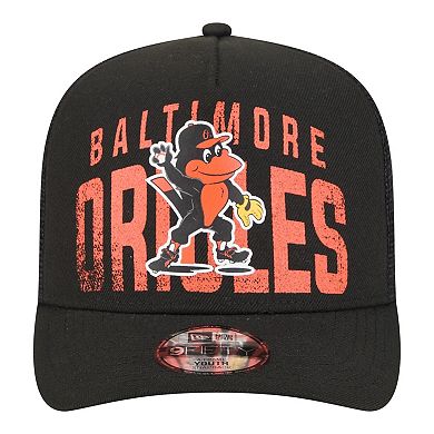 Youth New Era Black Baltimore Orioles Logo Fade A-Frame 9FIFTY Snapback Hat