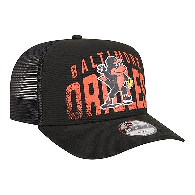 Youth New Era Black Baltimore Orioles Logo Fade A-Frame 9FIFTY Snapback Hat