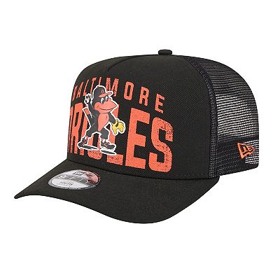 Youth New Era Black Baltimore Orioles Logo Fade A-Frame 9FIFTY Snapback Hat