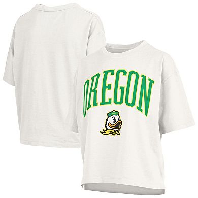 Women's Pressbox White Oregon Ducks Plus Size Nelson Motley Crew Oversized Slub T-Shirt