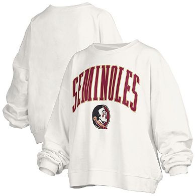Women's Pressbox White Florida State Seminoles Plus Size Nelson Janise Sweatshirt