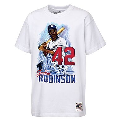 Youth Mitchell & Ness Jackie Robinson White Los Angeles Dodgers Legacy T-Shirt