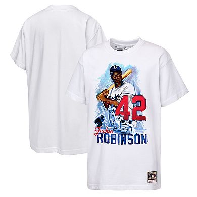 Youth Mitchell & Ness Jackie Robinson White Los Angeles Dodgers Legacy T-Shirt