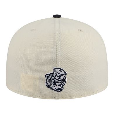 Men's New Era Cream/Navy Michigan Wolverines Two-Tone Script 59FIFTY Fitted Hat
