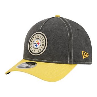 Men's New Era Black/Gold Pittsburgh Steelers 9FORTY Felt A-Frame Adjustable Hat