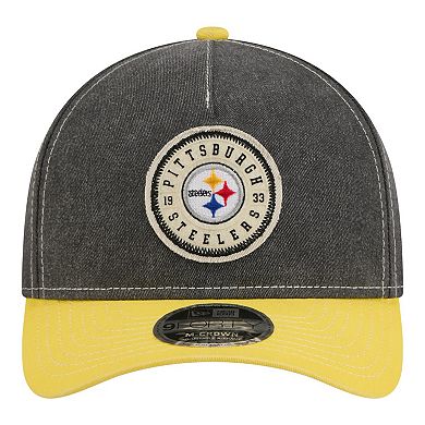 Men's New Era Black/Gold Pittsburgh Steelers 9FORTY Felt A-Frame Adjustable Hat