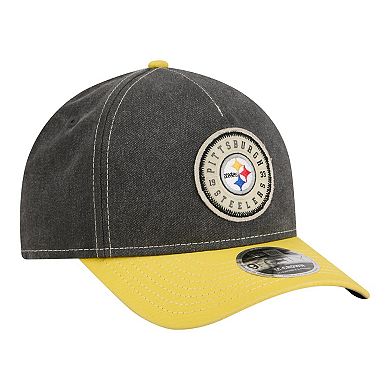 Men's New Era Black/Gold Pittsburgh Steelers 9FORTY Felt A-Frame Adjustable Hat