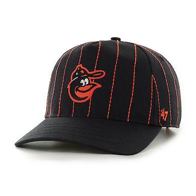 Men's '47 x Rawlings Black Baltimore Orioles Pinstripe Hitch Adjustable Hat
