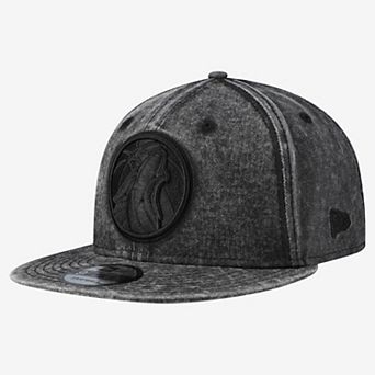 Men's New Era Black Minnesota Timberwolves Washed Tonal 9FIFTY Snapback Hat