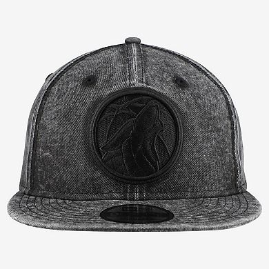 Men's New Era Black Minnesota Timberwolves Washed Tonal 9FIFTY Snapback Hat