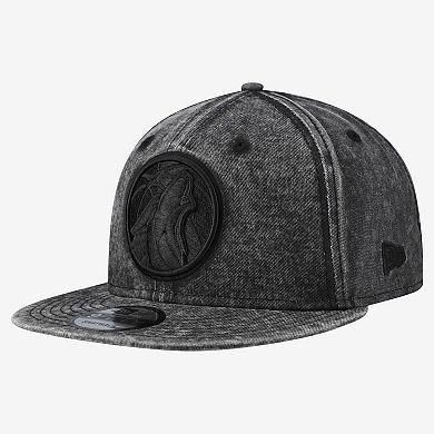 Men's New Era Black Minnesota Timberwolves Washed Tonal 9FIFTY Snapback Hat