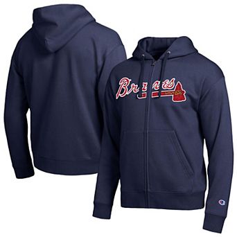 Men's Champion Atlanta Braves Navy All-Star Wordmark Full-Zip Hoodie