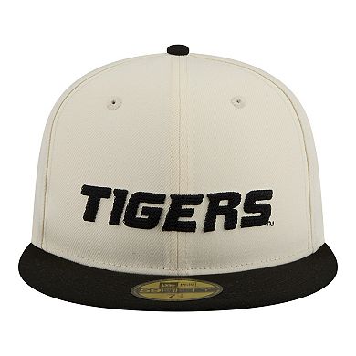 Men's New Era Cream/Black Missouri Tigers Two-Tone Script 59FIFTY Fitted Hat