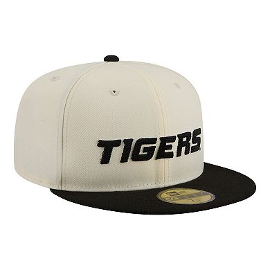 Men's New Era Cream/Black Missouri Tigers Two-Tone Script 59FIFTY Fitted Hat