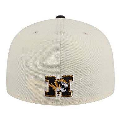 Men's New Era Cream/Black Missouri Tigers Two-Tone Script 59FIFTY Fitted Hat