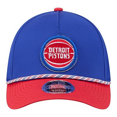 Men's New Era Blue/Red Detroit Pistons Rope Two-Tone M-Crown A-Frame 39THIRTY Flex Hat
