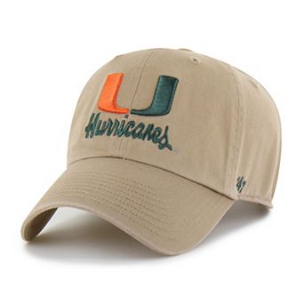 Men's '47 Khaki Miami Hurricanes Vault Clean Up Adjustable Hat