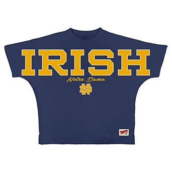Women's Pressbox Navy Notre Dame Fighting Irish Flannigan Oversized T-Shirt