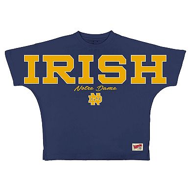 Women's Pressbox Navy Notre Dame Fighting Irish Flannigan Oversized T-Shirt