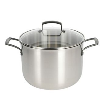 Babish 8-qt Triply Stainless Steel Stock Pot with Glass Lid Black Handles